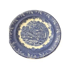 Farm England Blue Transferware 10” French Country Farmhouse CHIP ON BACK
